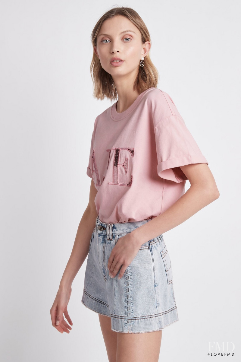Lucy Lulu Baddeley Wood featured in  the Aje catalogue for Pre-Fall 2021
