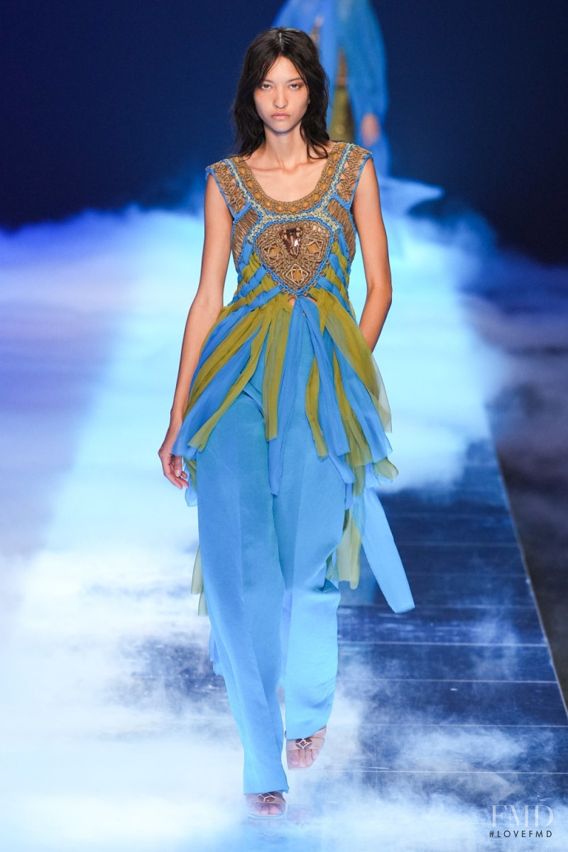 America Gonzalez featured in  the Alberta Ferretti fashion show for Spring/Summer 2023