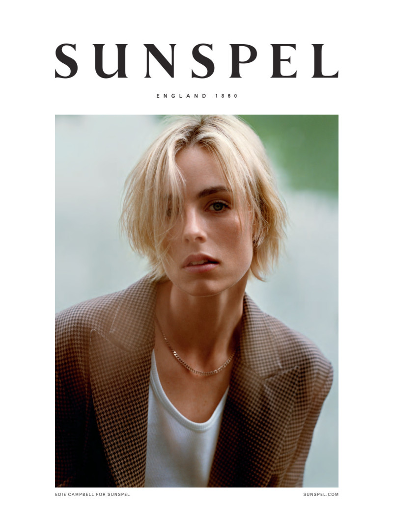 Edie Campbell featured in  the Sunspel advertisement for Autumn/Winter 2022