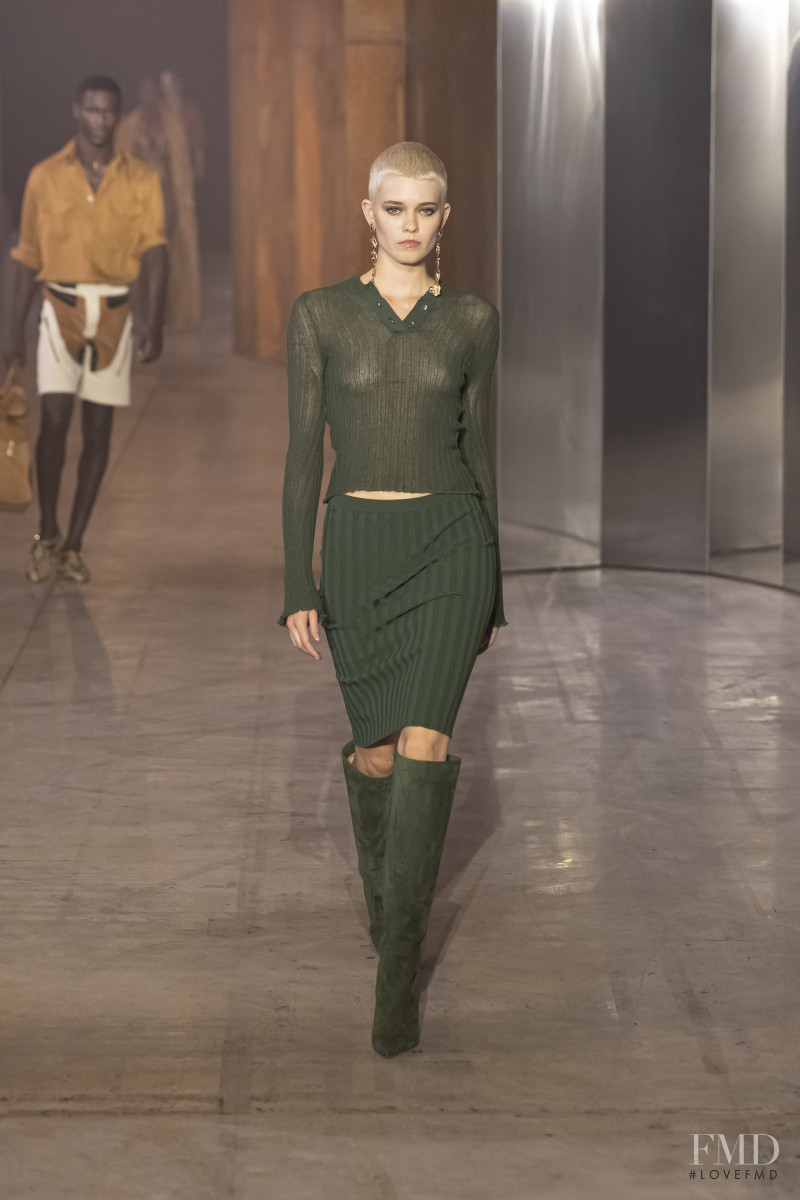 Maike Inga featured in  the Bally fashion show for Spring/Summer 2023