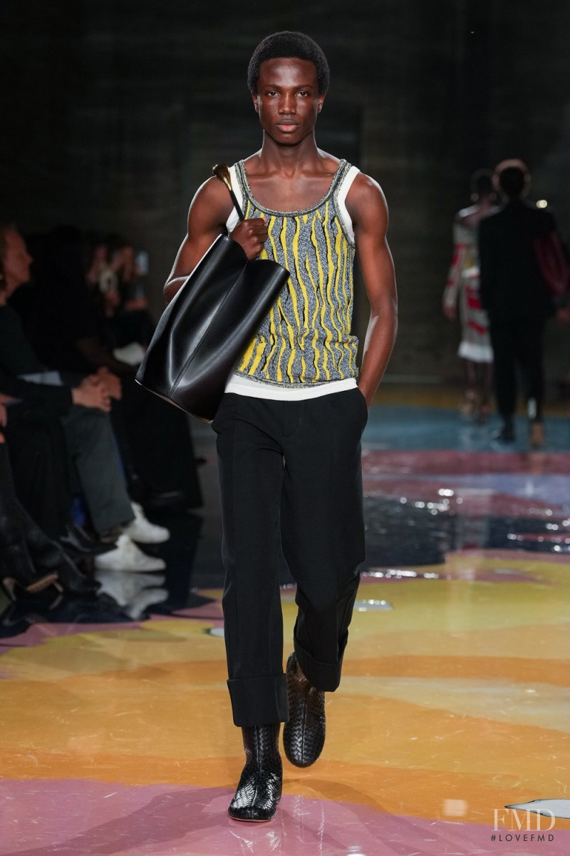 Mumin Jangani featured in  the Bottega Veneta fashion show for Spring/Summer 2023