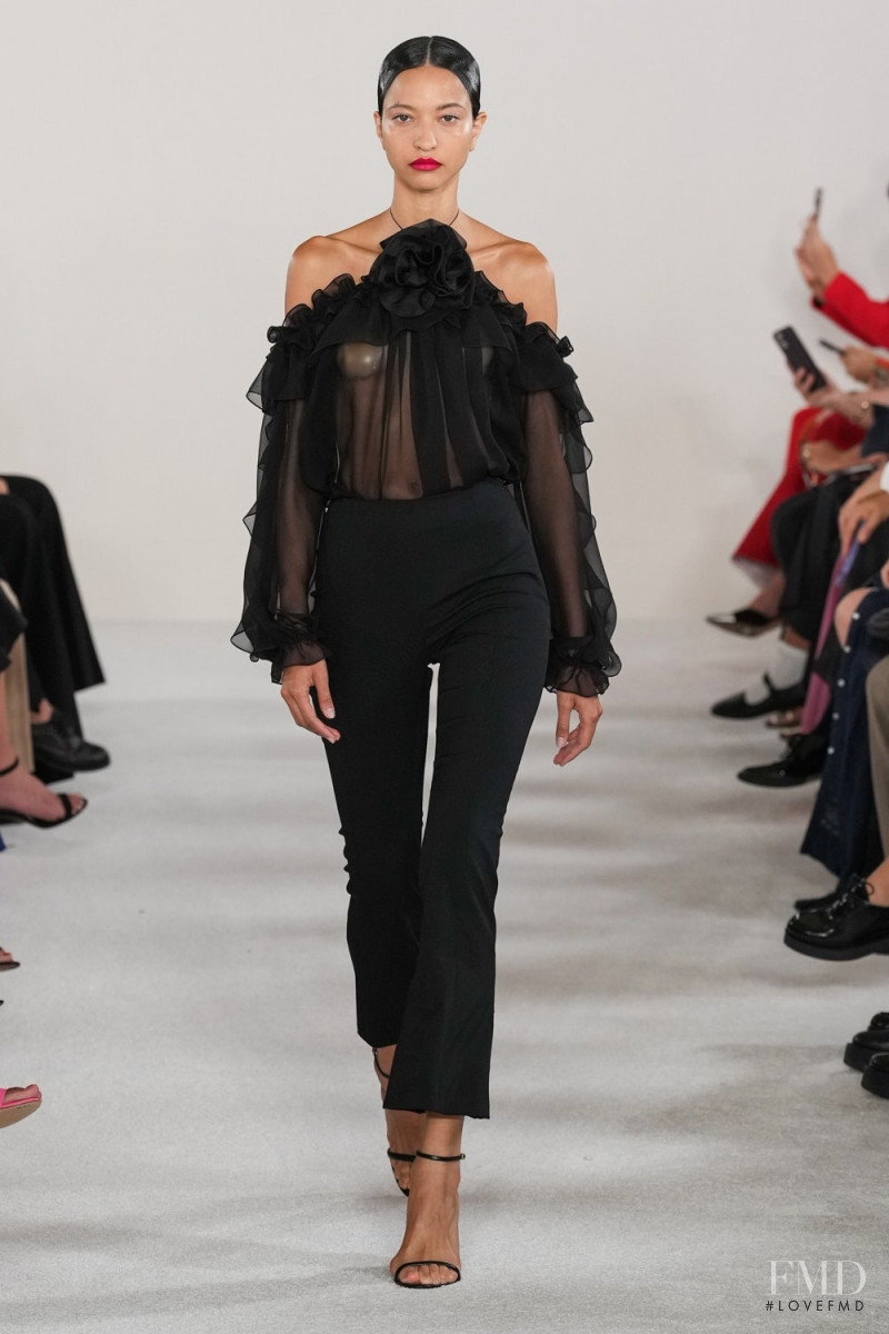 America Gonzalez featured in  the Carolina Herrera fashion show for Spring/Summer 2023