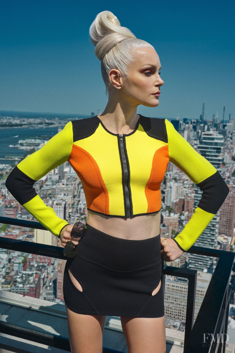 Jessica Stam featured in  the Dundas lookbook for Spring/Summer 2023