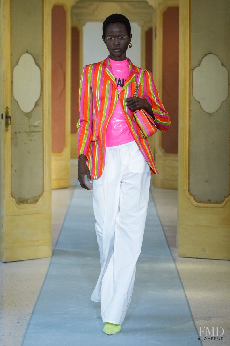 Anyiel Majok featured in  the DSquared2 fashion show for Spring/Summer 2023