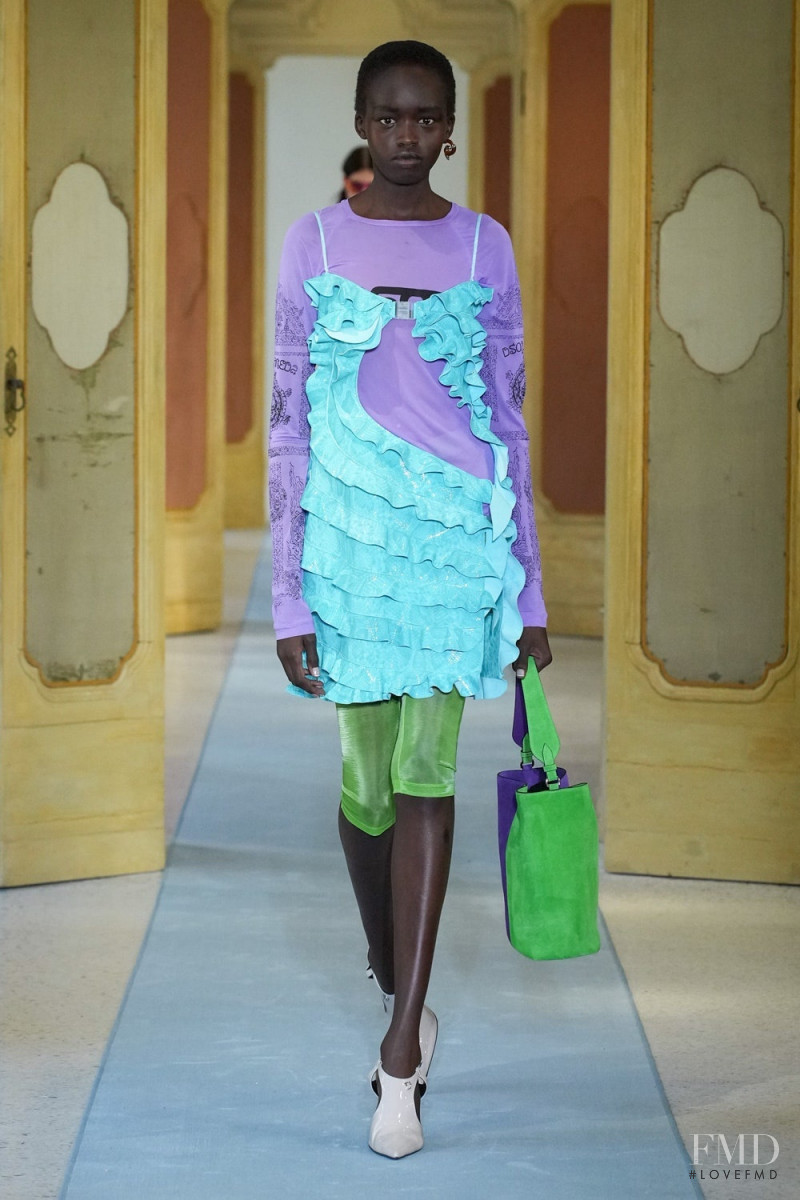 Anyier Anei featured in  the DSquared2 fashion show for Spring/Summer 2023