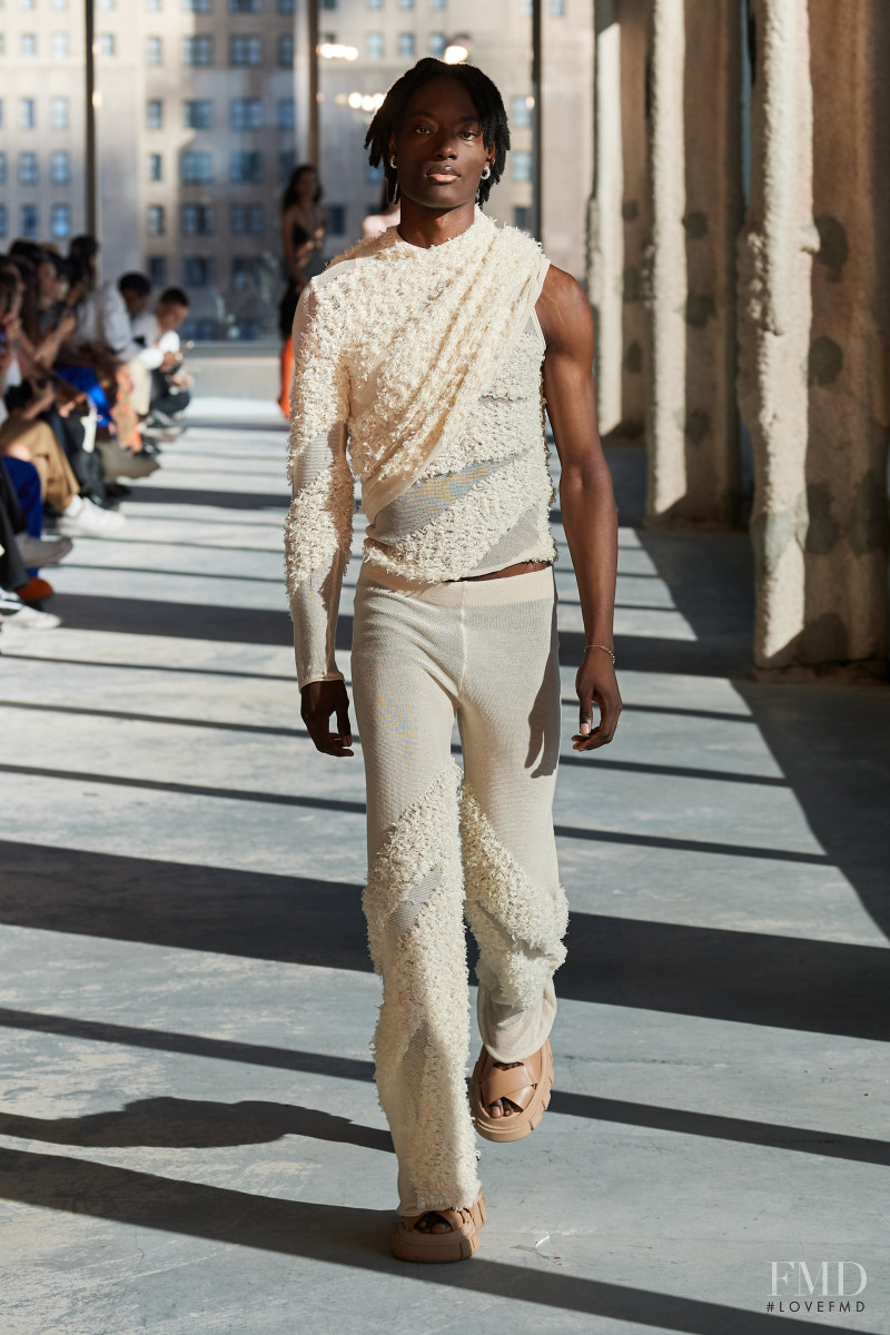 Youssouf Bamba featured in  the Dion Lee fashion show for Spring/Summer 2023
