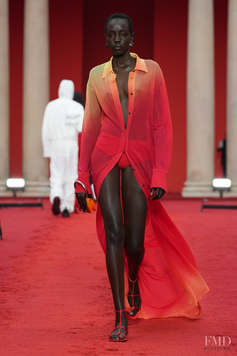 Akuol Deng Atem featured in  the Salvatore Ferragamo fashion show for Spring/Summer 2023