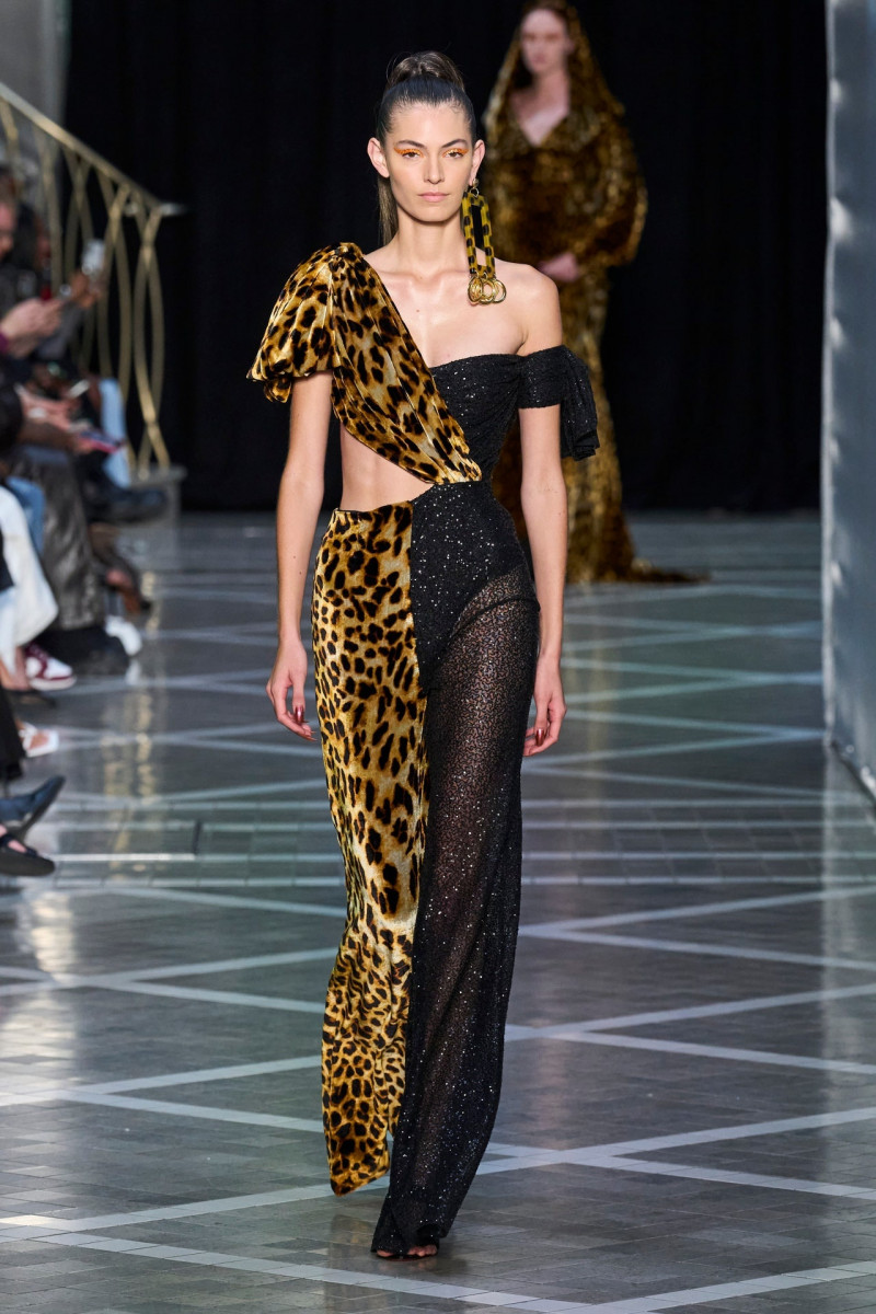 Alberte Mortensen featured in  the Halpern fashion show for Spring/Summer 2023