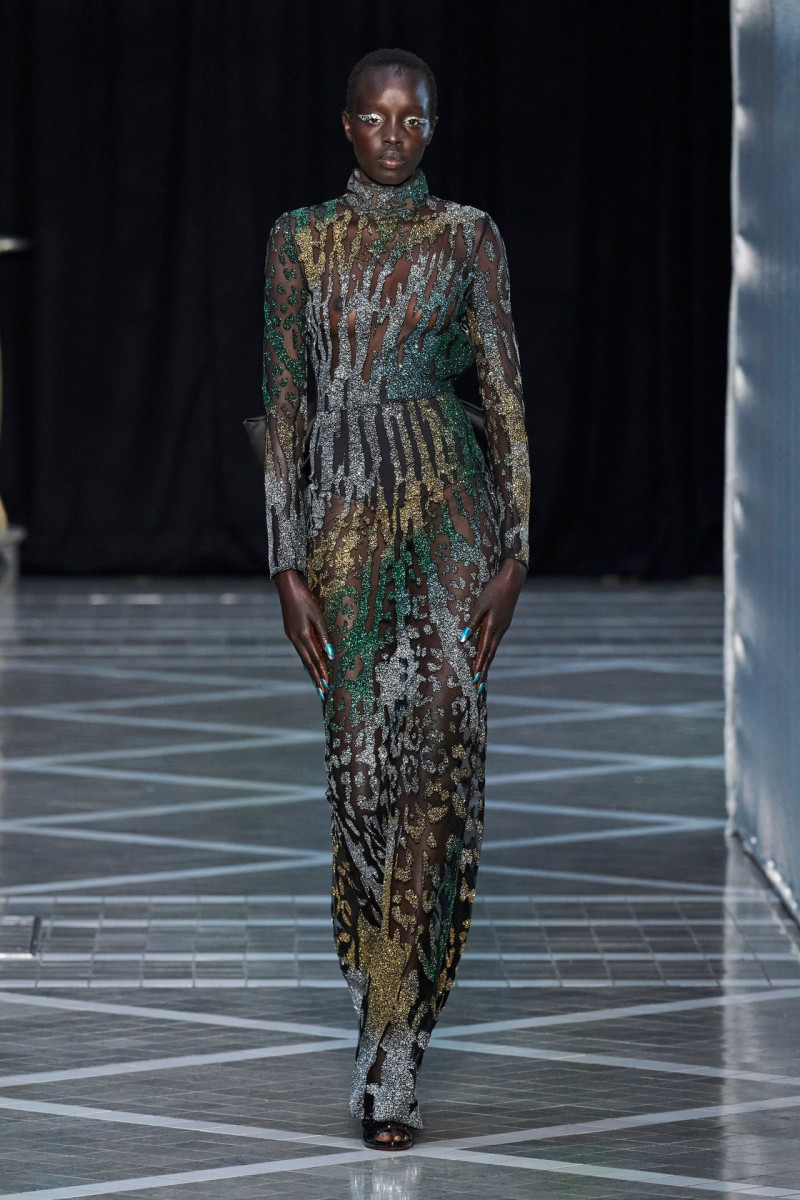 Akuol Deng Atem featured in  the Halpern fashion show for Spring/Summer 2023