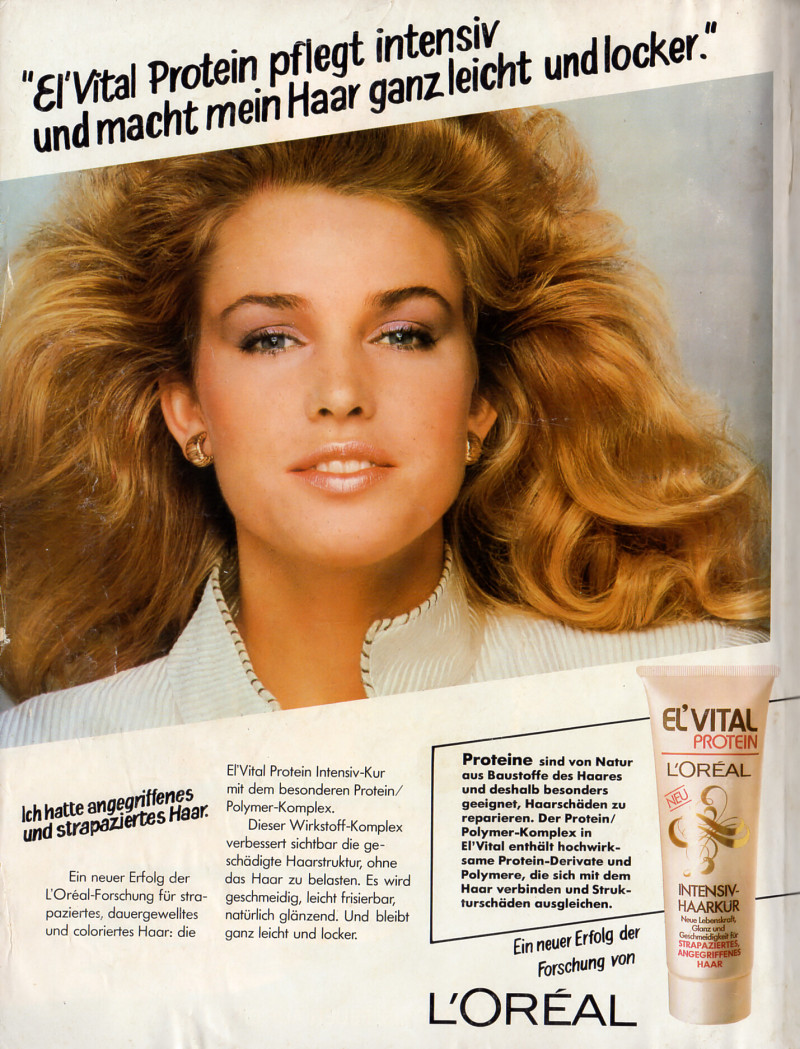 Anette Stai featured in  the L\'Oreal Paris El \'Vital Protein advertisement for Spring/Summer 1984