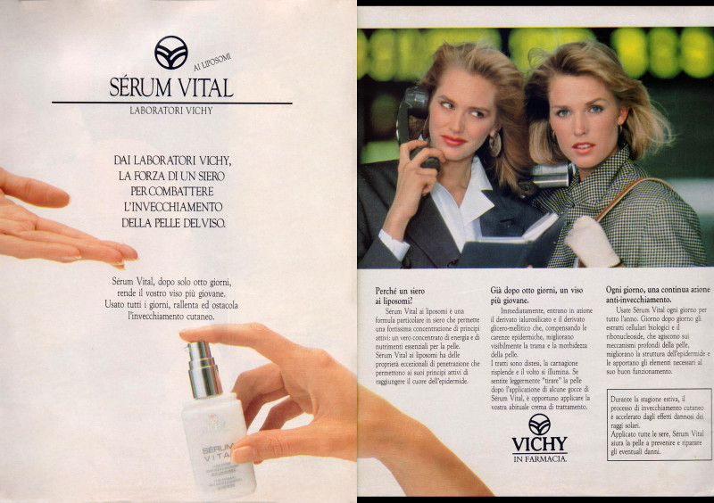 Anette Stai featured in  the Vichy advertisement for Winter 1989