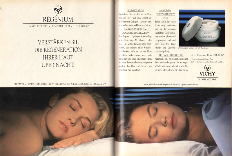 Anette Stai featured in  the Vichy advertisement for Winter 1989