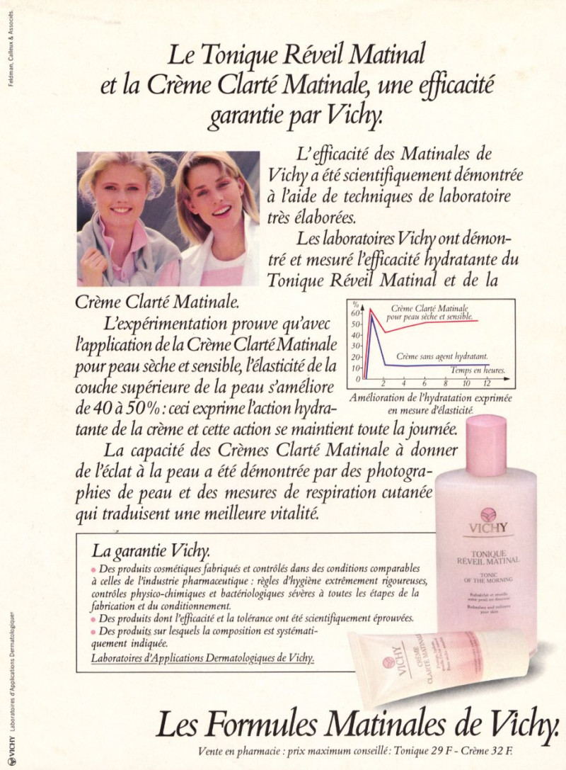 Anette Stai featured in  the Vichy advertisement for Winter 1989