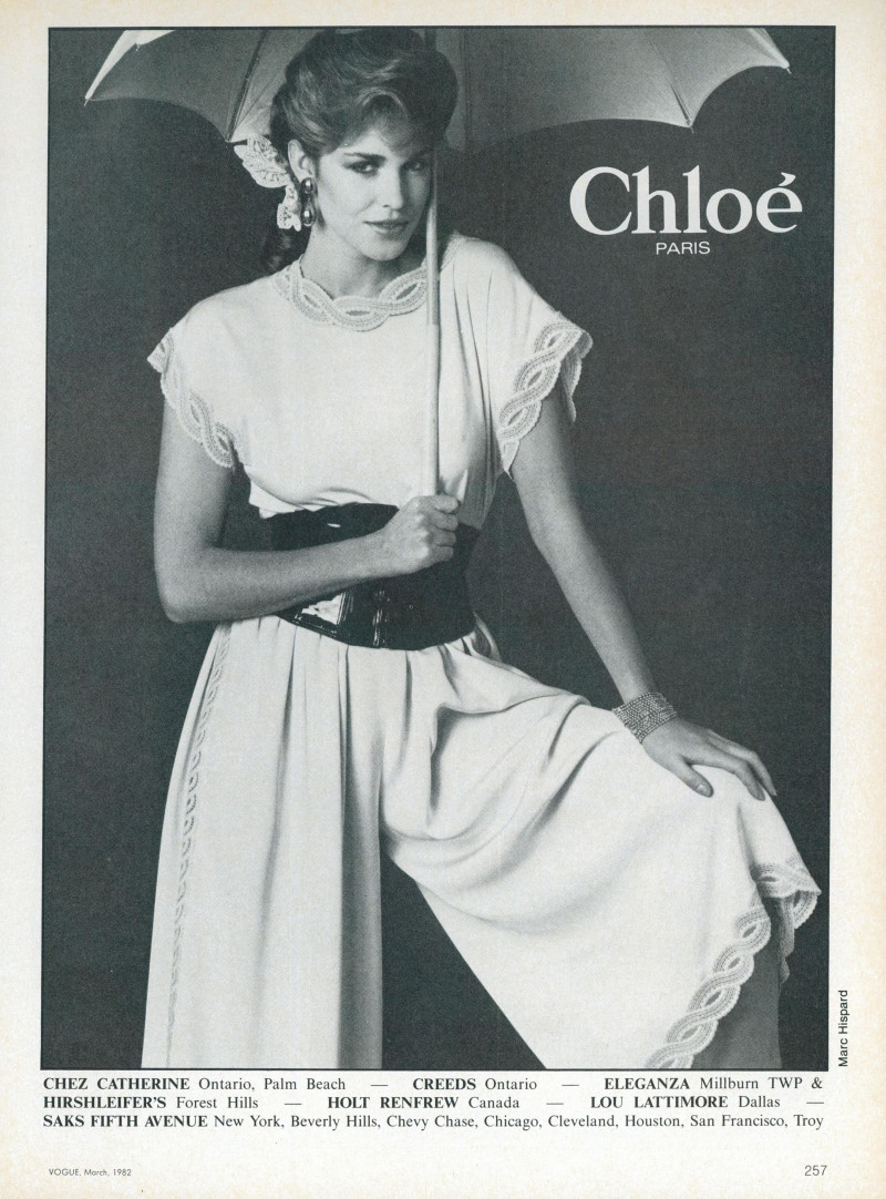 Anette Stai featured in  the Chloe advertisement for Spring/Summer 1982