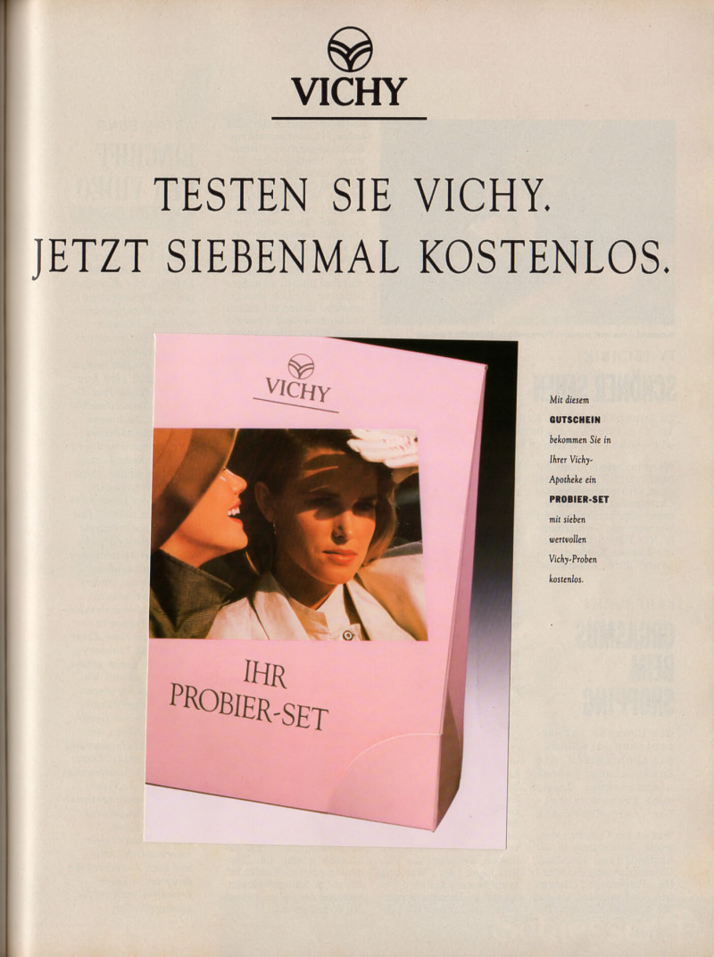 Anette Stai featured in  the Vichy advertisement for Spring/Summer 1990