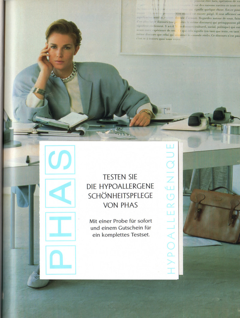 Anette Stai featured in  the PHAS HYPOALLERGENIQUE  advertisement for Autumn/Winter 1991