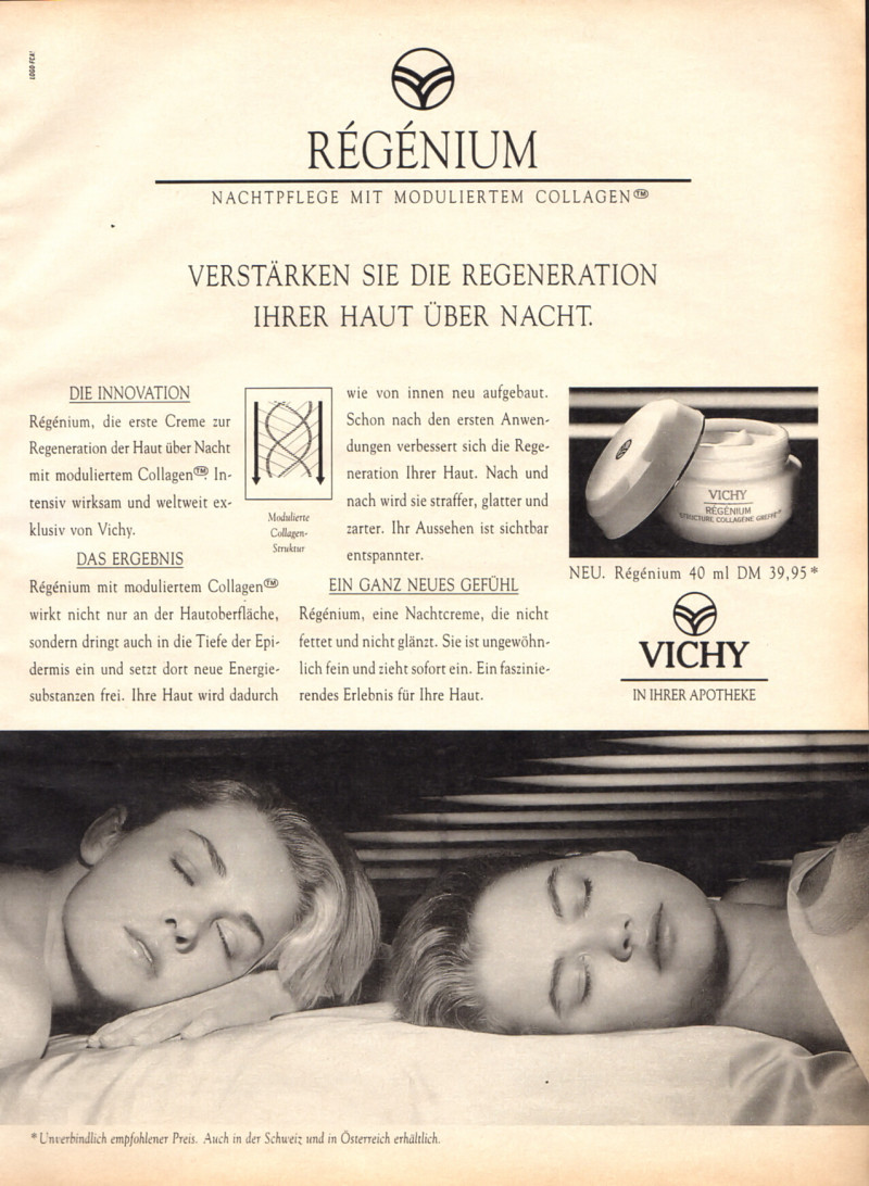 Anette Stai featured in  the Vichy advertisement for Autumn/Winter 1990