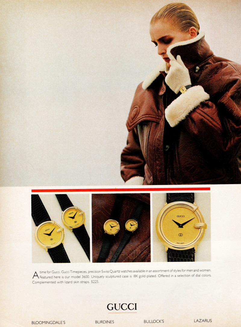 Simonetta Gianfelici featured in  the Gucci advertisement for Autumn/Winter 1986