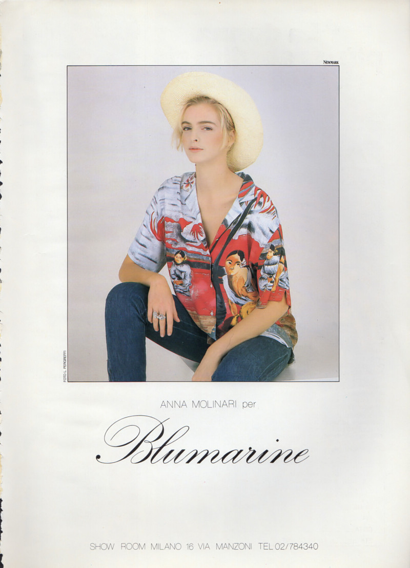 Simonetta Gianfelici featured in  the Blumarine advertisement for Spring/Summer 1984