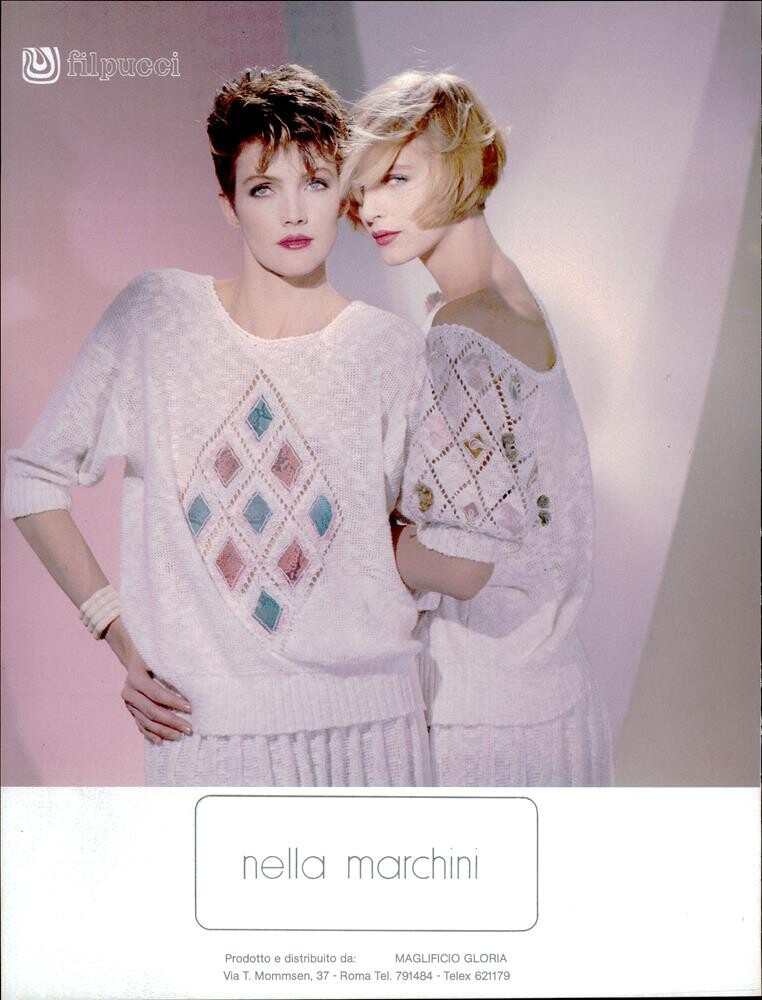 Simonetta Gianfelici featured in  the Nella Marchini advertisement for Spring/Summer 1984