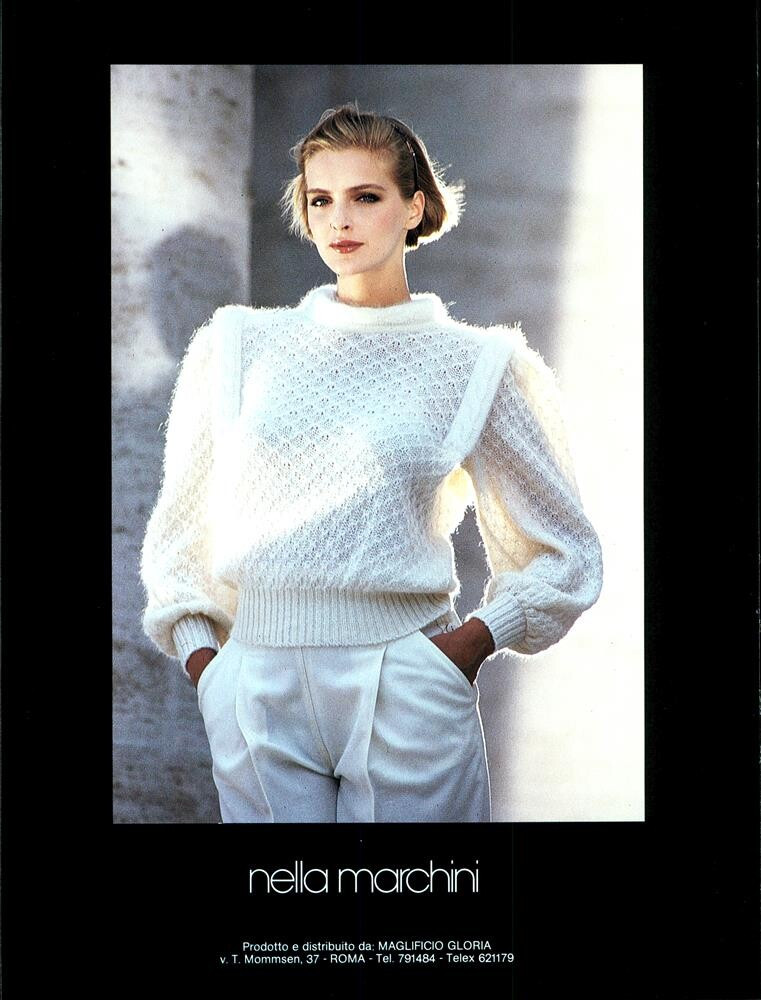 Simonetta Gianfelici featured in  the Nella Marchini advertisement for Spring/Summer 1984