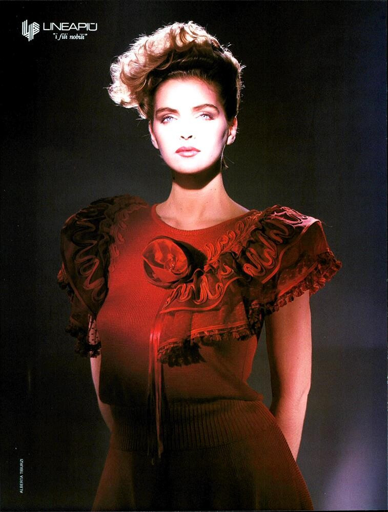 Simonetta Gianfelici featured in  the Nella Marchini advertisement for Autumn/Winter 1985