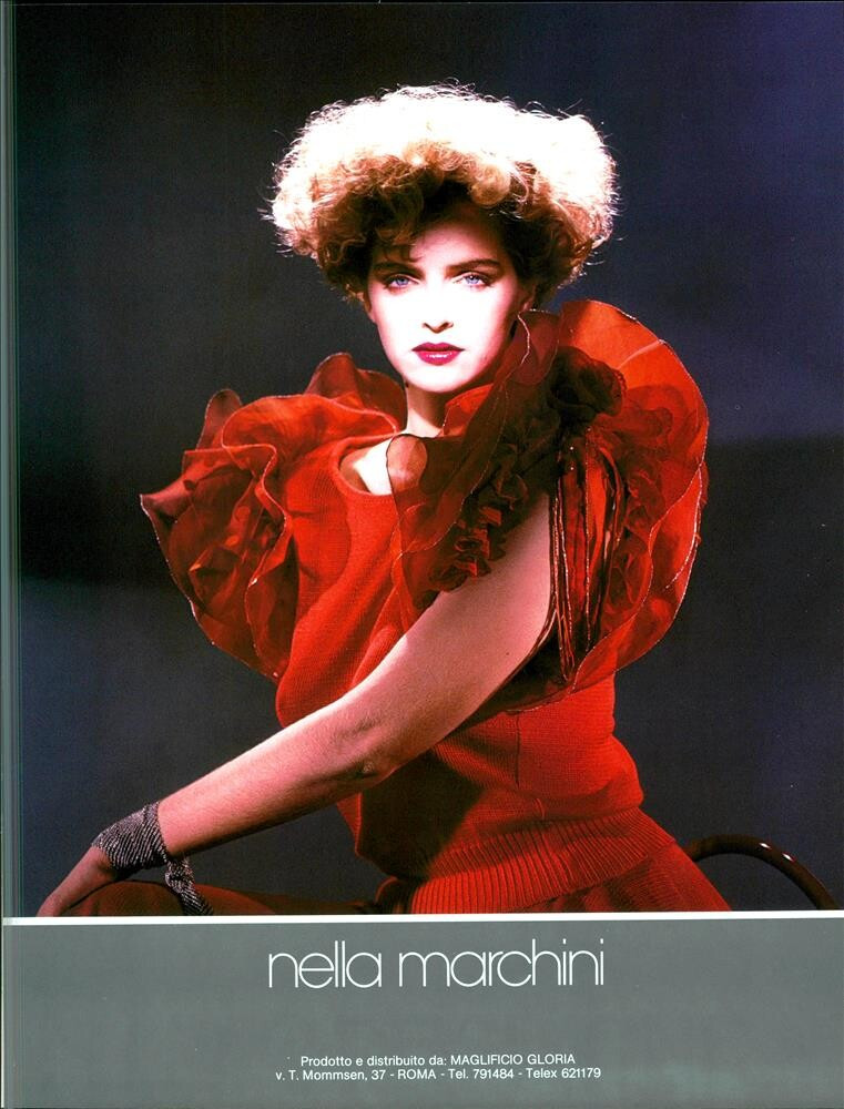 Simonetta Gianfelici featured in  the Nella Marchini advertisement for Autumn/Winter 1985