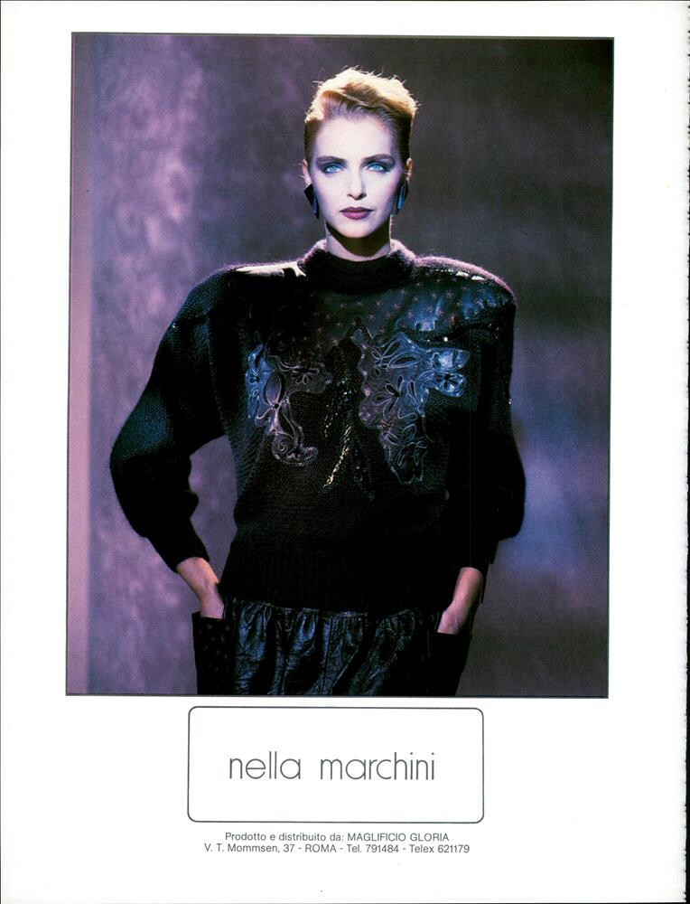 Simonetta Gianfelici featured in  the Nella Marchini advertisement for Autumn/Winter 1985