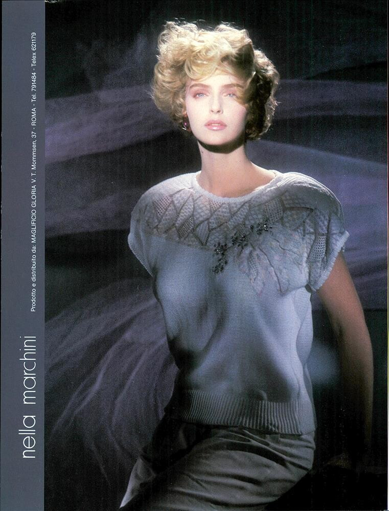 Simonetta Gianfelici featured in  the Nella Marchini advertisement for Spring/Summer 1986