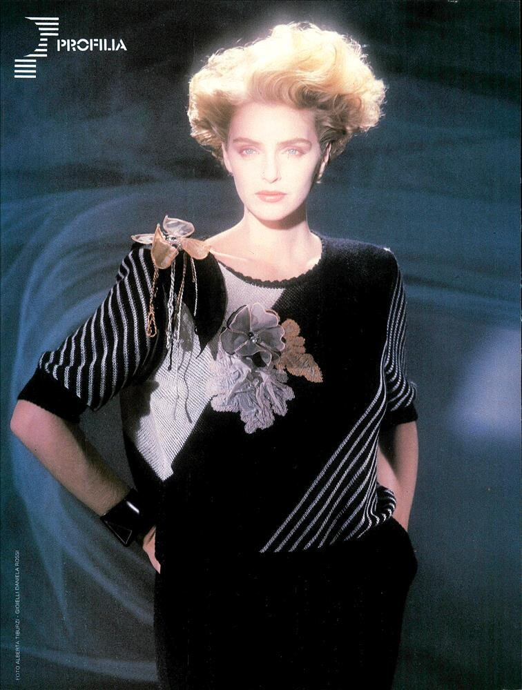 Simonetta Gianfelici featured in  the Nella Marchini advertisement for Spring/Summer 1986