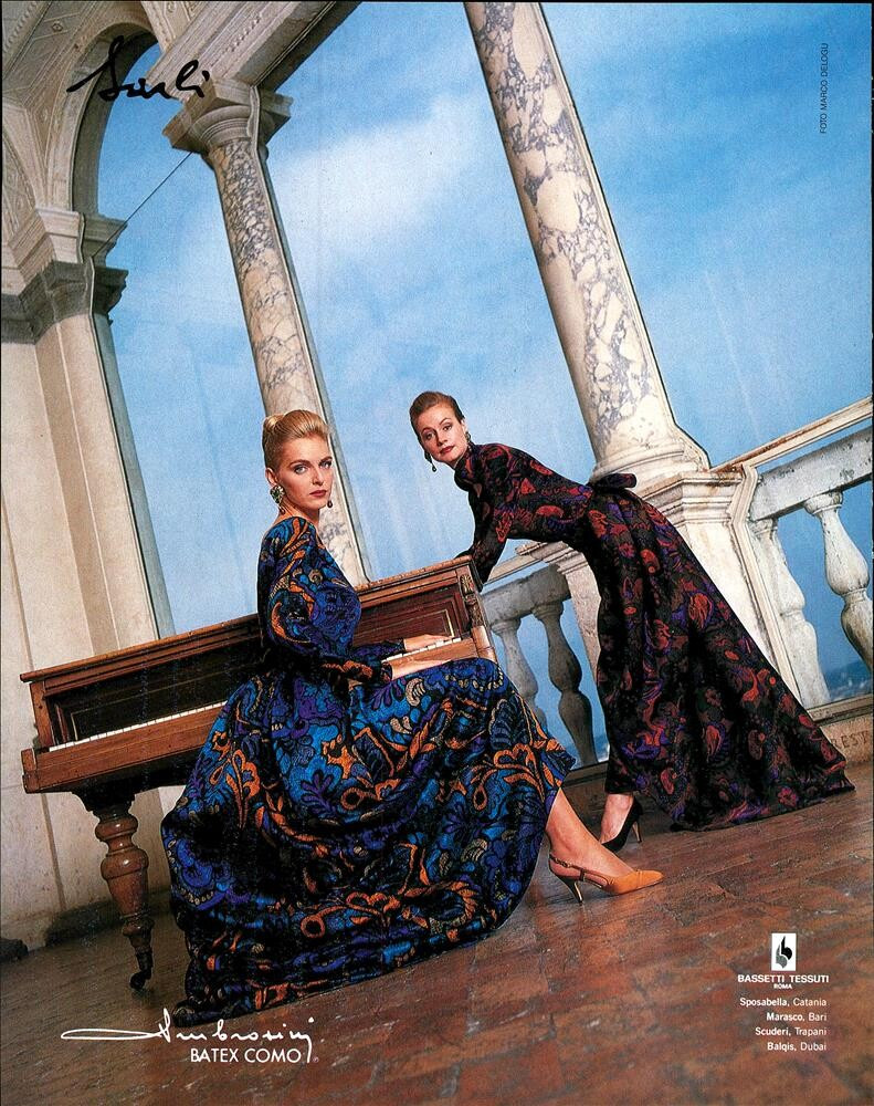 Simonetta Gianfelici featured in  the Fausto Sarli advertisement for Autumn/Winter 1989