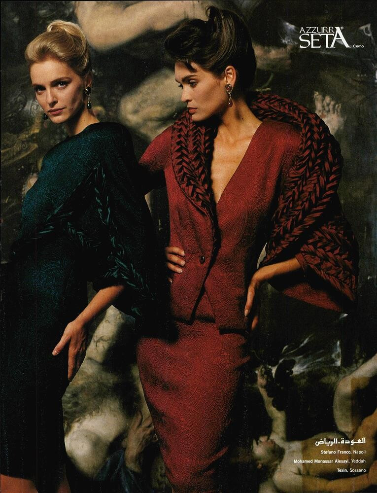 Simonetta Gianfelici featured in  the Fausto Sarli advertisement for Autumn/Winter 1989