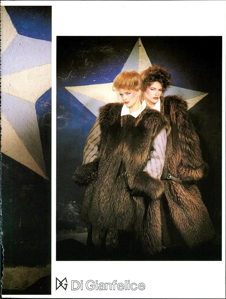 Simonetta Gianfelici featured in  the Di Gianfelice advertisement for Autumn/Winter 1982