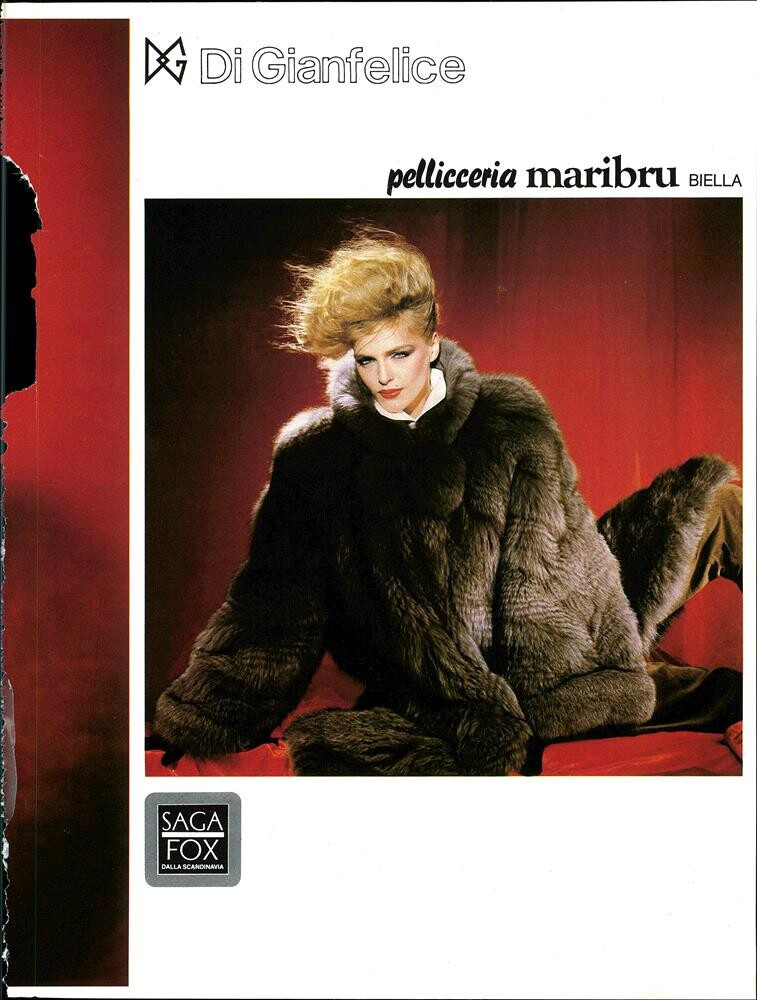 Simonetta Gianfelici featured in  the Di Gianfelice advertisement for Autumn/Winter 1982