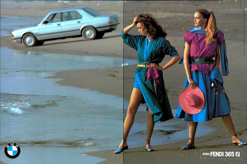 Simonetta Gianfelici featured in  the Fendi advertisement for Spring/Summer 1982