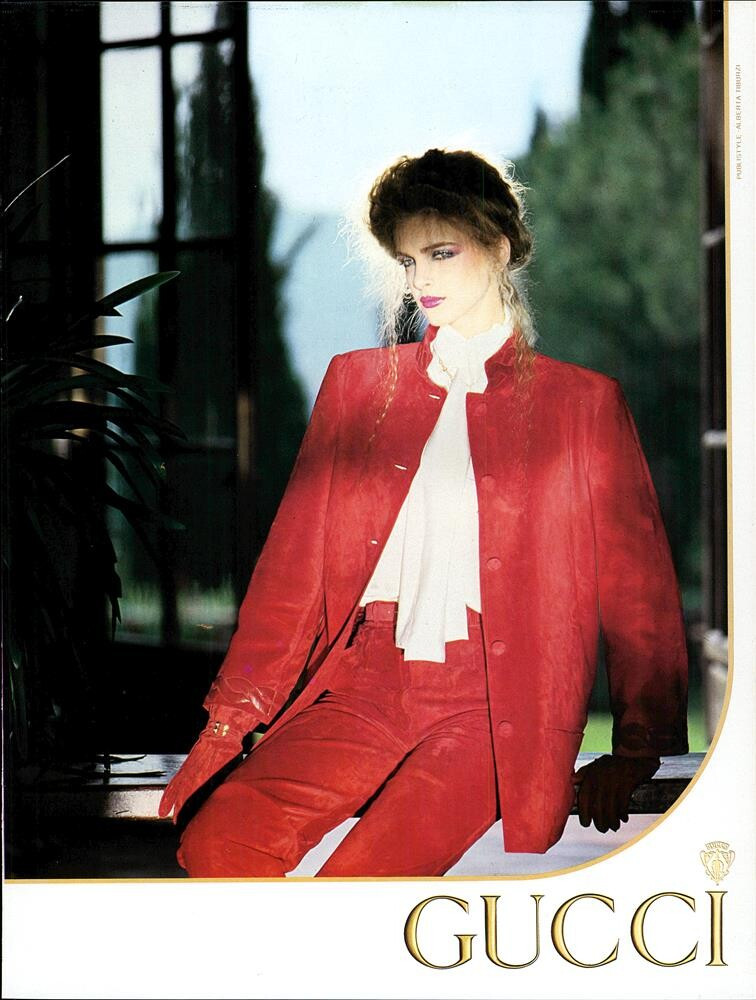 Simonetta Gianfelici featured in  the Gucci advertisement for Autumn/Winter 1981