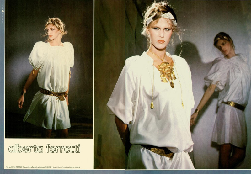 Simonetta Gianfelici featured in  the Alberta Ferretti advertisement for Spring/Summer 1981