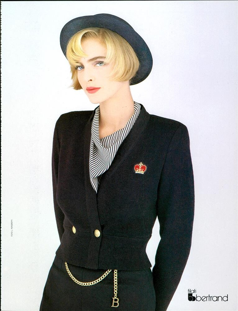 Simonetta Gianfelici featured in  the Blumarine advertisement for Spring/Summer 1984