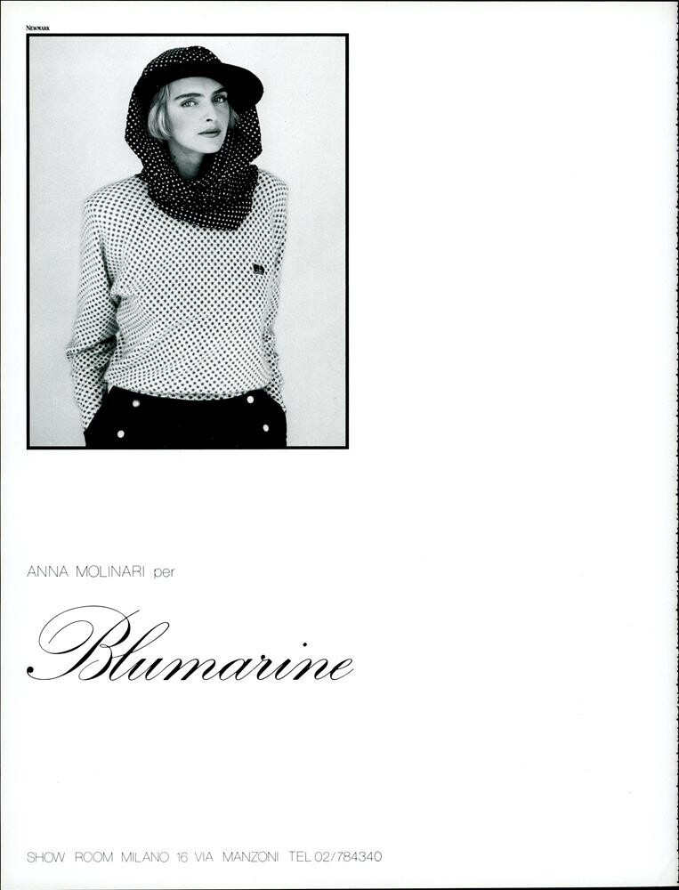Simonetta Gianfelici featured in  the Blumarine advertisement for Spring/Summer 1984