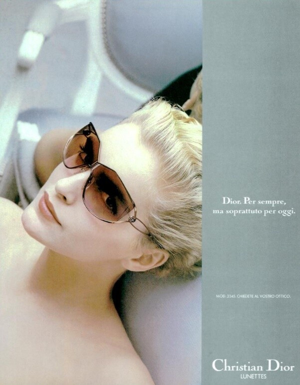 Simonetta Gianfelici featured in  the Dior Eyewear advertisement for Spring/Summer 1987