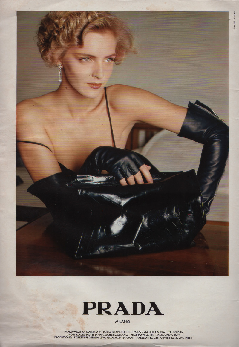 Simonetta Gianfelici featured in  the Prada advertisement for Autumn/Winter 1984