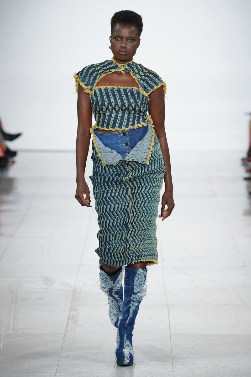 Nyangath Lual featured in  the Masha Popova fashion show for Spring/Summer 2023