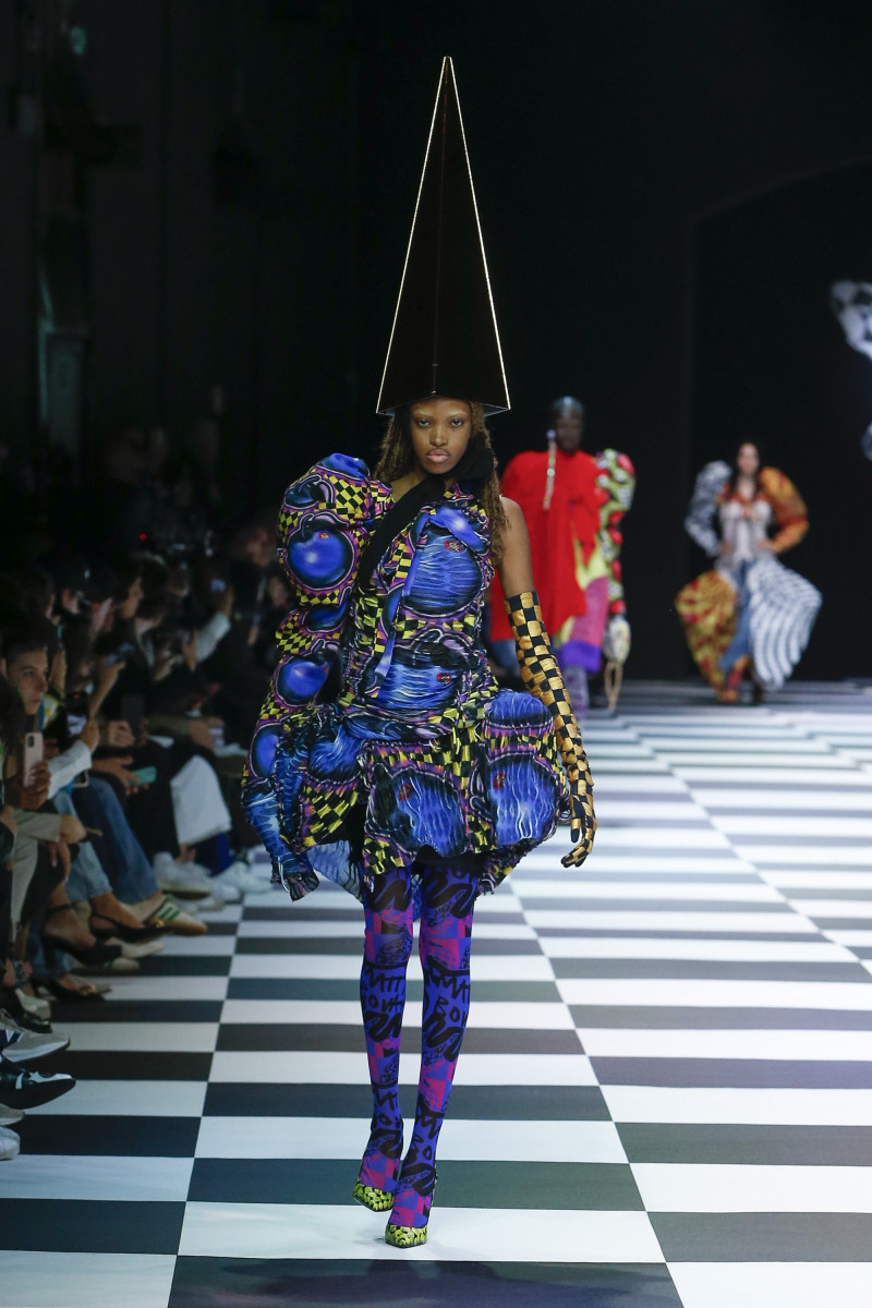 Jadore Benjamin featured in  the Matty Bovan fashion show for Spring/Summer 2023