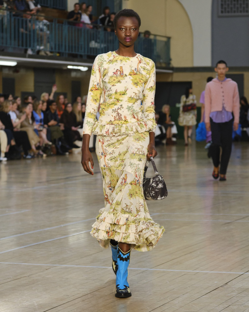 Anyiang Yak featured in  the Molly Goddard fashion show for Spring/Summer 2023