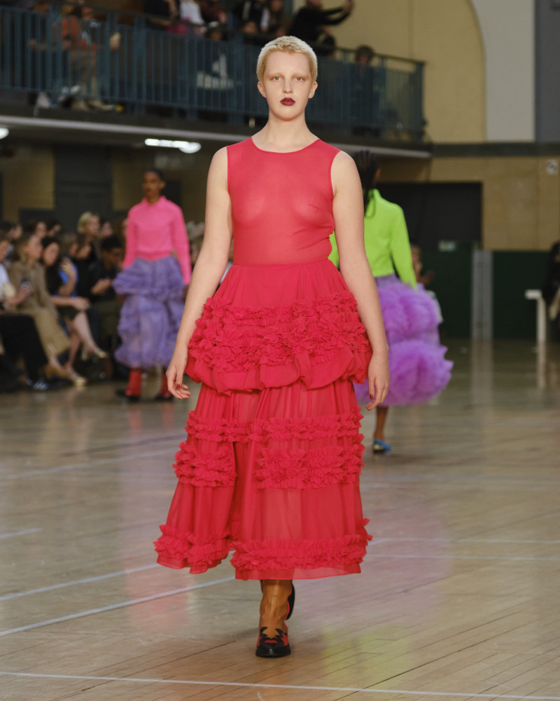 Florence Nicholls featured in  the Molly Goddard fashion show for Spring/Summer 2023