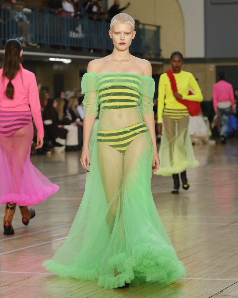 Maike Inga featured in  the Molly Goddard fashion show for Spring/Summer 2023