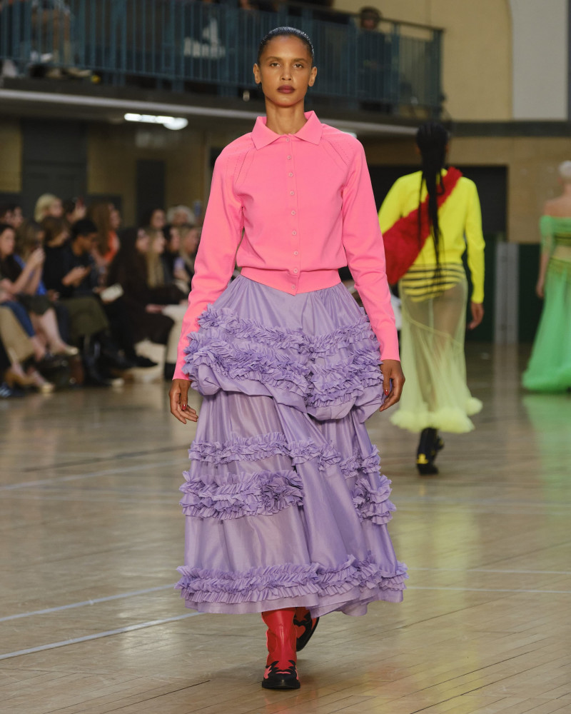 Malaika Holmen featured in  the Molly Goddard fashion show for Spring/Summer 2023