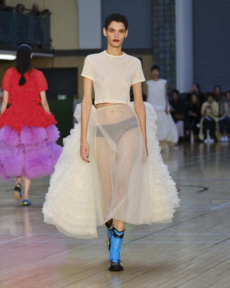 Kerolyn Soares featured in  the Molly Goddard fashion show for Spring/Summer 2023