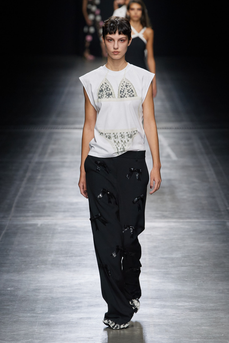 Mary Alexandridi featured in  the MSGM fashion show for Spring/Summer 2023