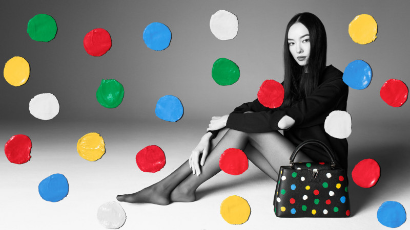 Fei Fei Sun featured in  the Louis Vuitton Louis Vuitton x Yayoi Kusama Global Campaign advertisement for Holiday 2022